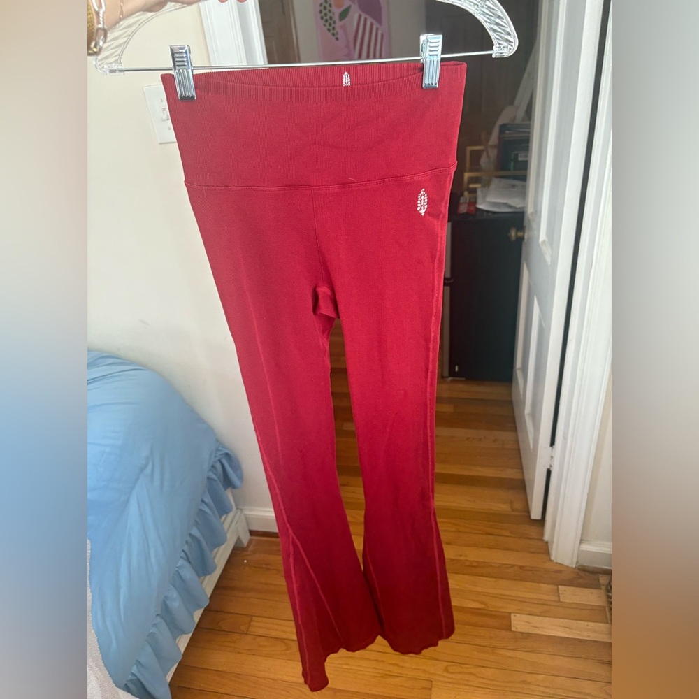 Free People Red Flare Pants